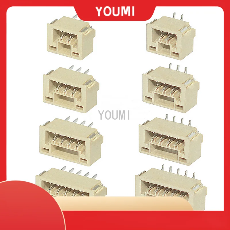 50Pcs/LOT GH 1.25mm Lying with Lock Connector SMT Horizontal 2P 3P 4P 5P 6P 7P 8P JST Connector Header Male