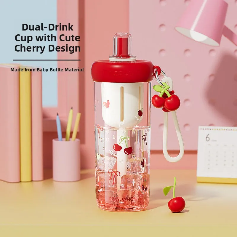 portable-girls-straw-cup-high-aesthetic-value-summer-tritan-water-cup-special-double-drink-straw-cup-style-round-cylind