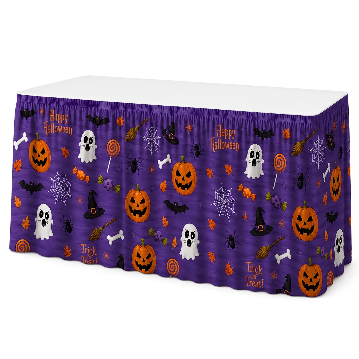 Tablecloth and table cover 1 piece. Halloween vintage horror table cover, pink vintage bat, cat and pumpkin printed tablecloth.