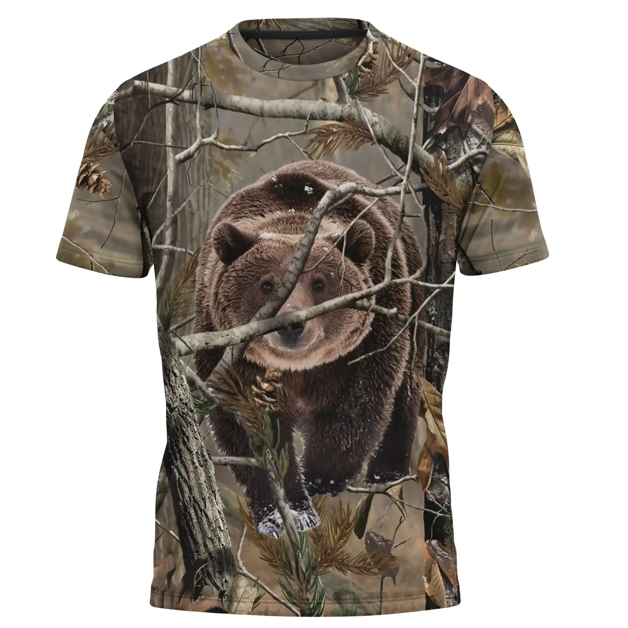 Outdoor Wild Theme T-Shirt, Rustic Camo Art. Great for Backcountry Visits and Casual Outdoor Enthusiast Gatherings