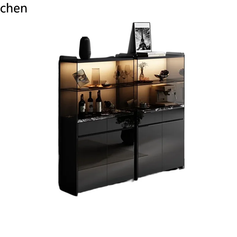 H1 minimalist glass wine cabinet living room wall storage display cabinet light luxury high-end dining side cabinet