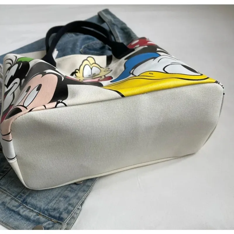 Disney mickey mouse dos desenhos animados grande capacidade lona bolsa de ombro feminino bonito interessante tote estudante saco escolar minnie bolsa