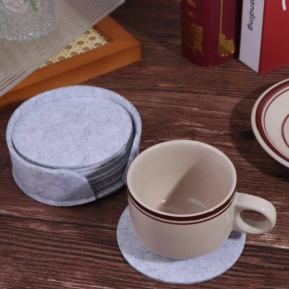 10 Piece Set Creative Circular Table Pad Water-Absorbed Colorful Coffee Cup Mat Household Kitchen Tableware Accessories