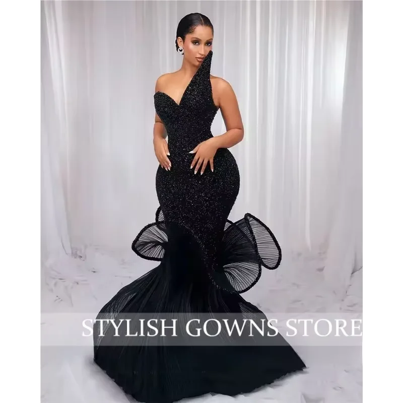 Aso Ebi African Strapless Evening Dresses 2026 For Black Girls Ruffles Wedding Party Dress Formal Gown Customized