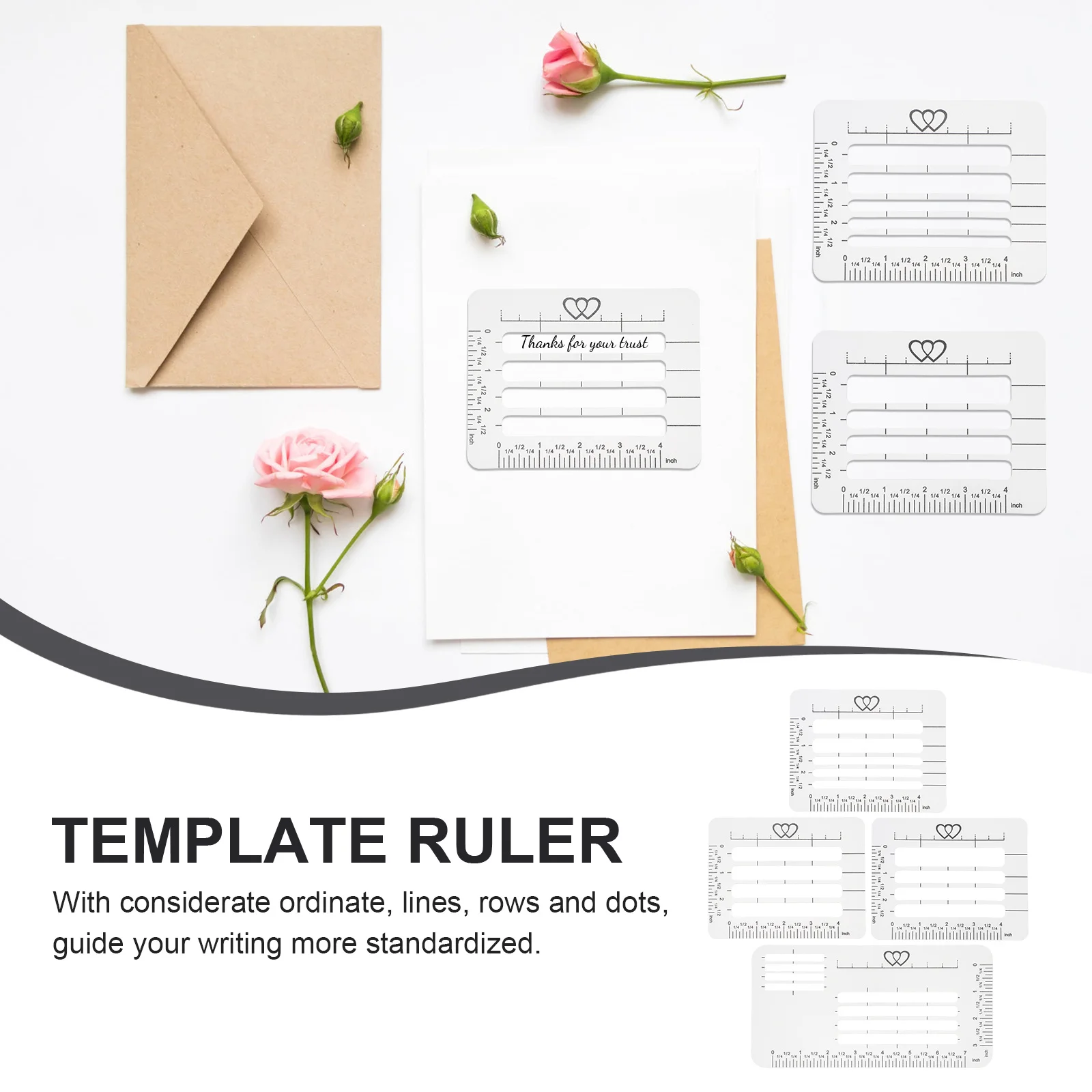 4Pcs Addressing Stencil Set for Handwriting Practice Perfect Writing Guide Template DIY Greeting Cards and Invitations Maker