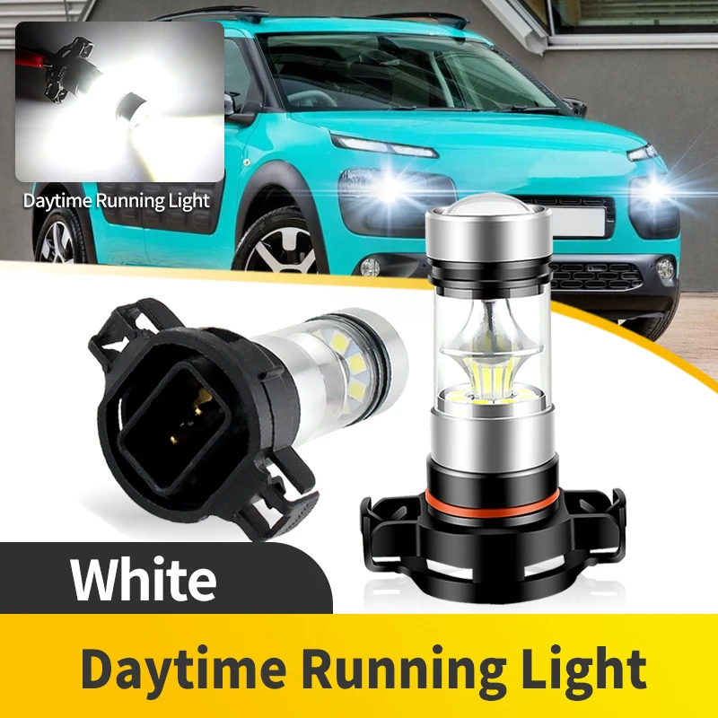 

2PC светодиодные противотуманные фары PS24W для вождения автомобиля, дневные ходовые огни H16, лампы, авто, супер яркие 6000K для Citroen C4 Cactus 2014-2021