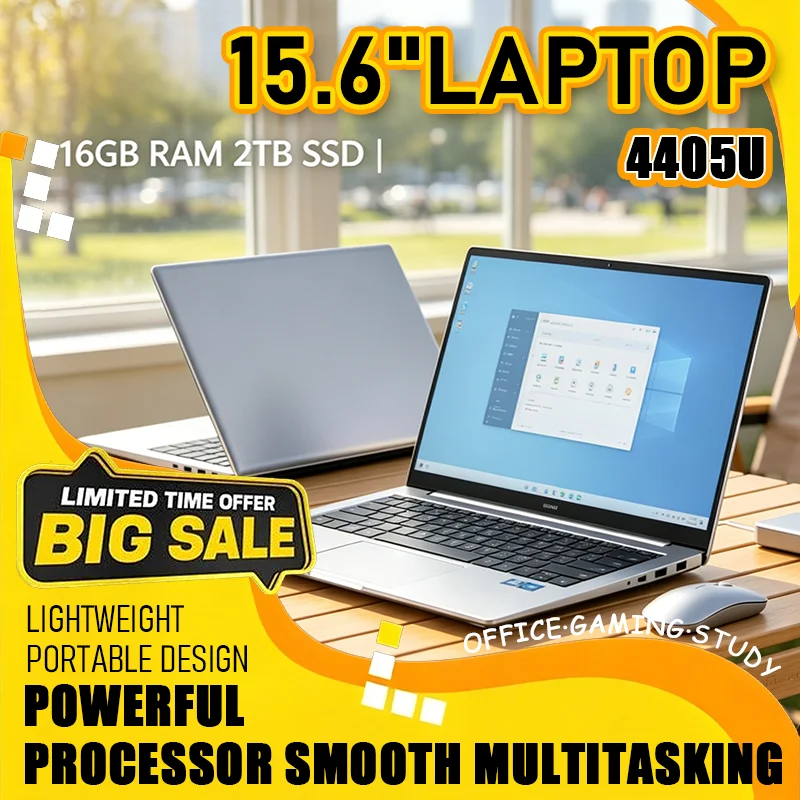 15.6 Inch Ultra Slim Portable Notebook Intel 4405U 1080P FHD Screen 32GB RAM 2TB SSD Laptop For Gaming Office Study Low Power