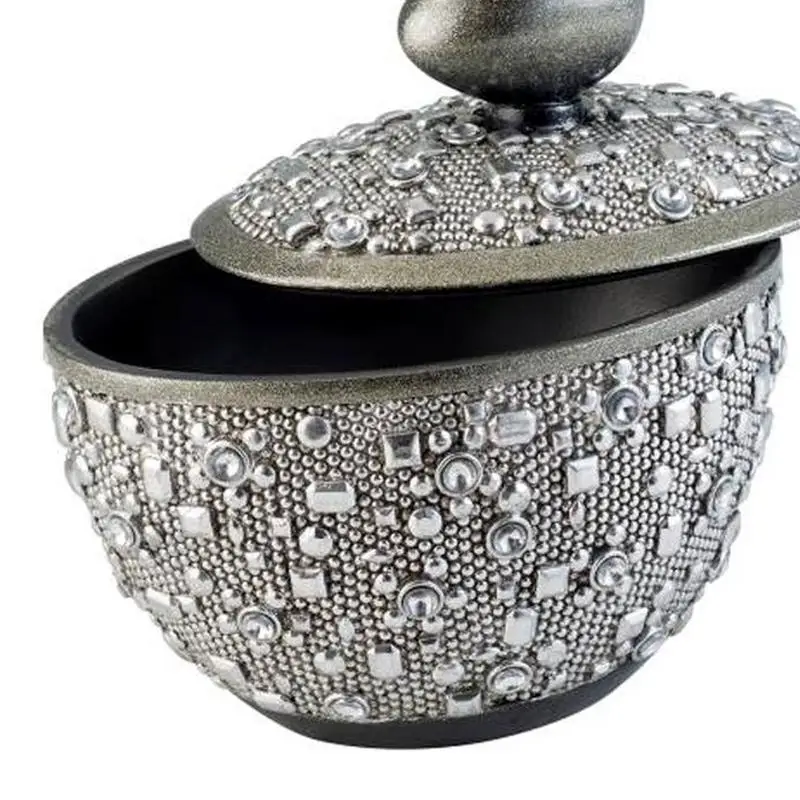 8" Tall Silver Finish Decorative Jewelry Box - Twilight Design in Polyresin