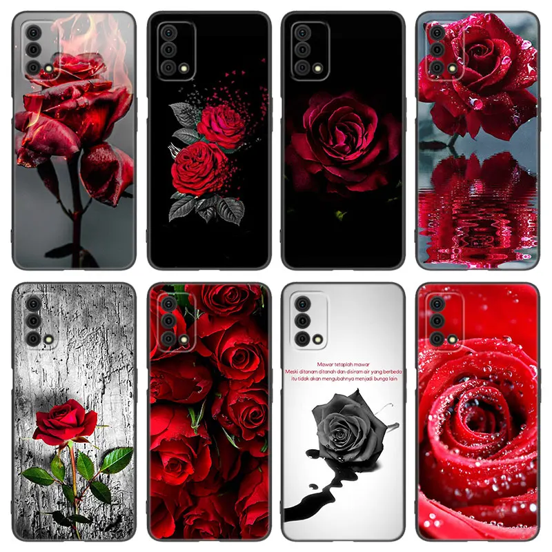 Red Rose Flowers Phone Case For OPPO Reno 10 11 Pro A55 A57 A58 A72 A74 4G A54 A78 A98 5G A53 A93 2020 A15 A16 A17 A38 A76 A77