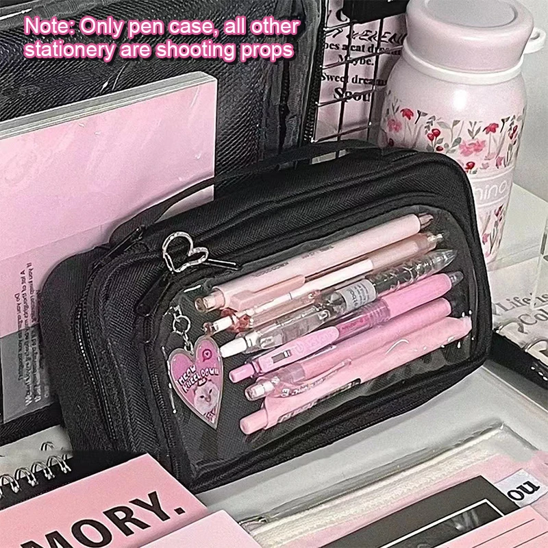 Versatile Transparent Stationery Storage Bag Large Capacity Pen Bag Universal Pencil Case Fashion Simple Pencil Case Gifts