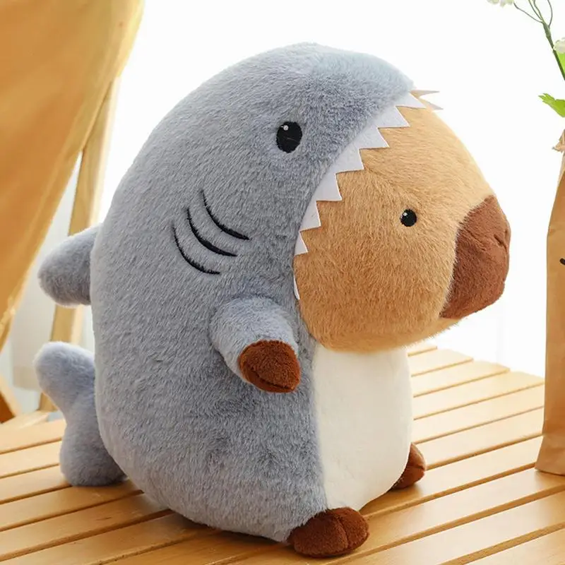 Capybara Gefüllte 13,7 Zoll Reversible Plüsch Hai Capybara Gefüllte Kissen Spielzeug Ästhetische Handwerk Ornament Cartoon Tier Kissen Für