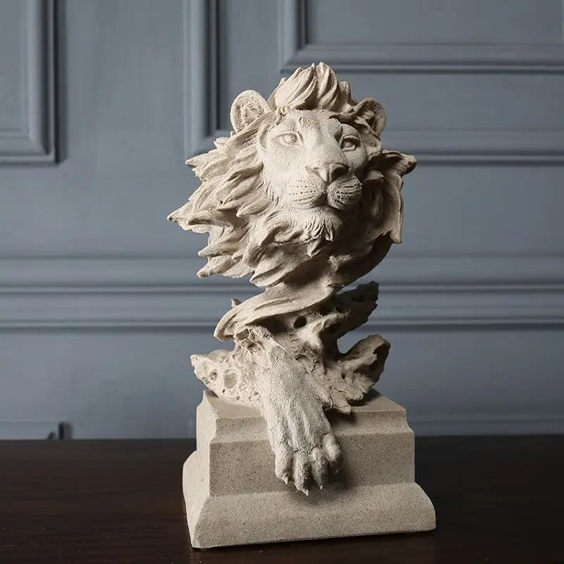 Large Resin Carved Lion Schedule Chinese Study Room Decor High-Grade Room Decoration for Home Office
