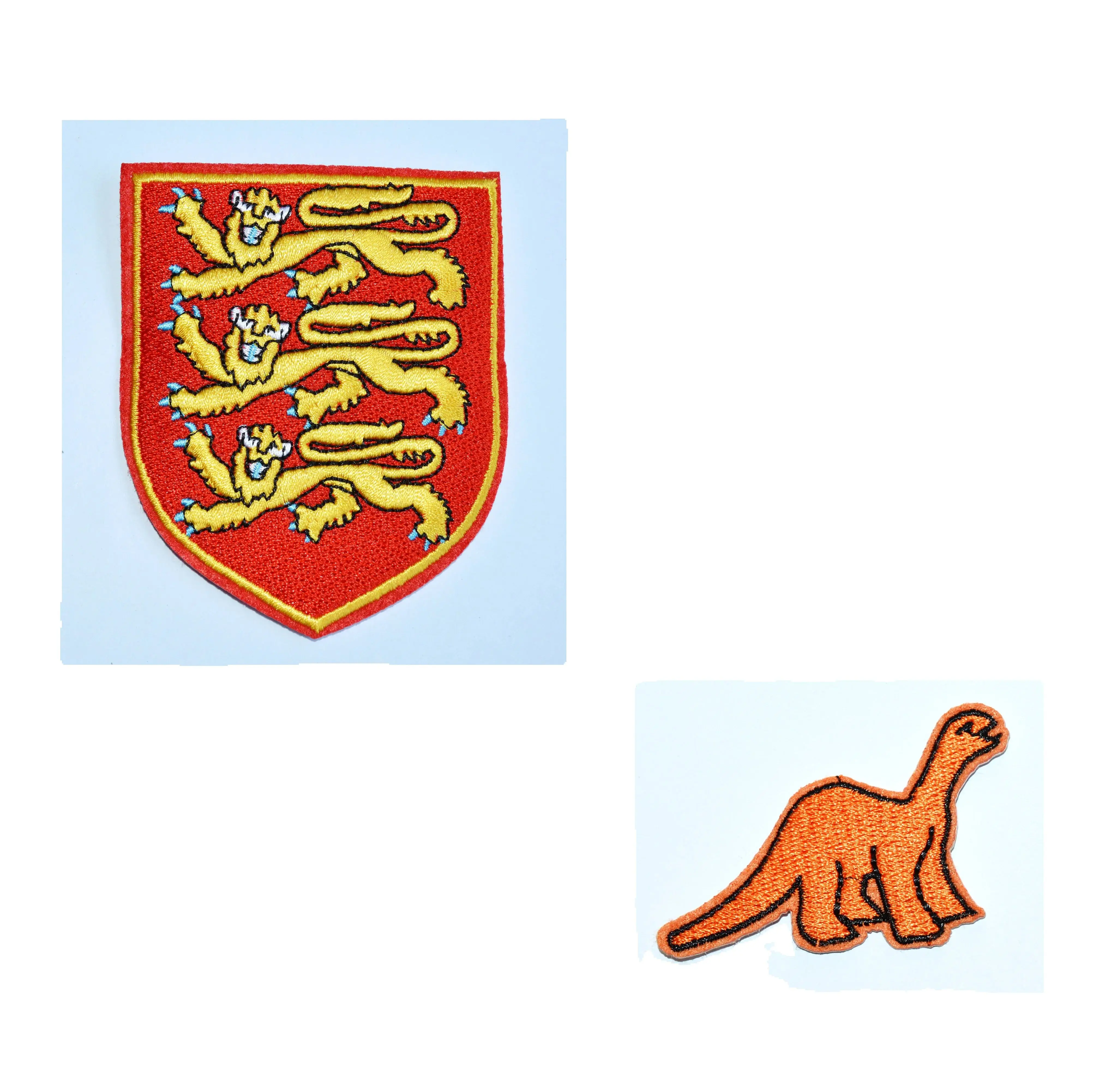 

ROYAL ARMS OF ENGLAND BRITISH COAT CREST flag & 1x Dinosaurs Iron On Patches, sew on patch,Appliques, Made of Cloth