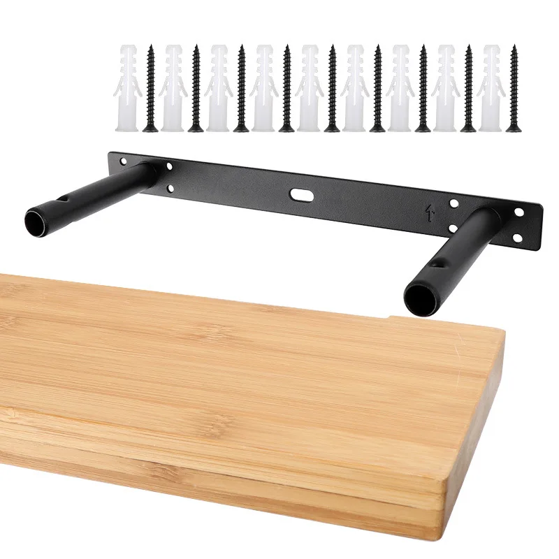 Hanging hidden simple support on the wall, black invisible concealed baffle bracket, single-layer shelf metal bracket