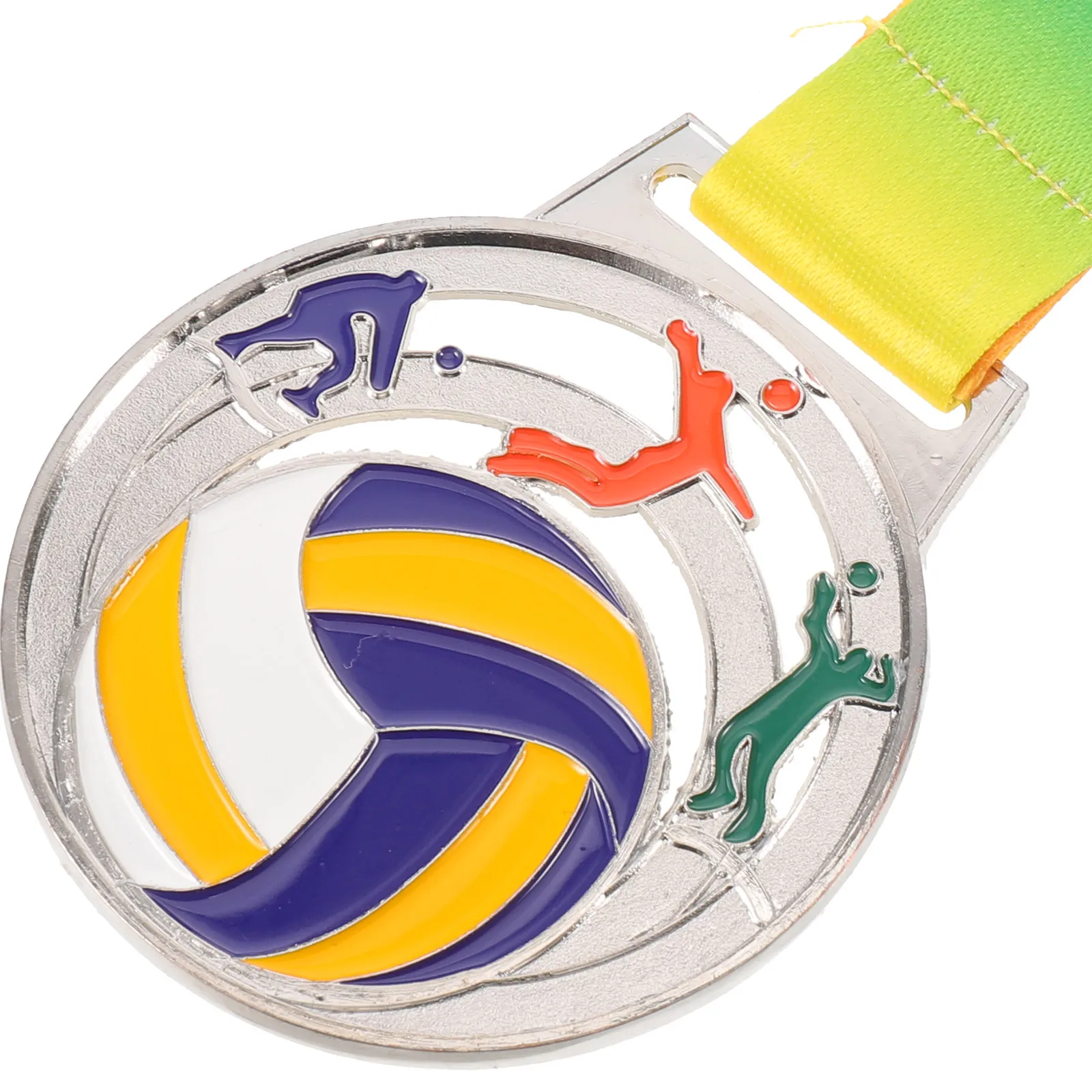 5Pcs Volleyball Medal Set Gold Zinc Alloy Realistic Hollow Design Neck Ribbon Sports Awards Competition Medals Team Recognition