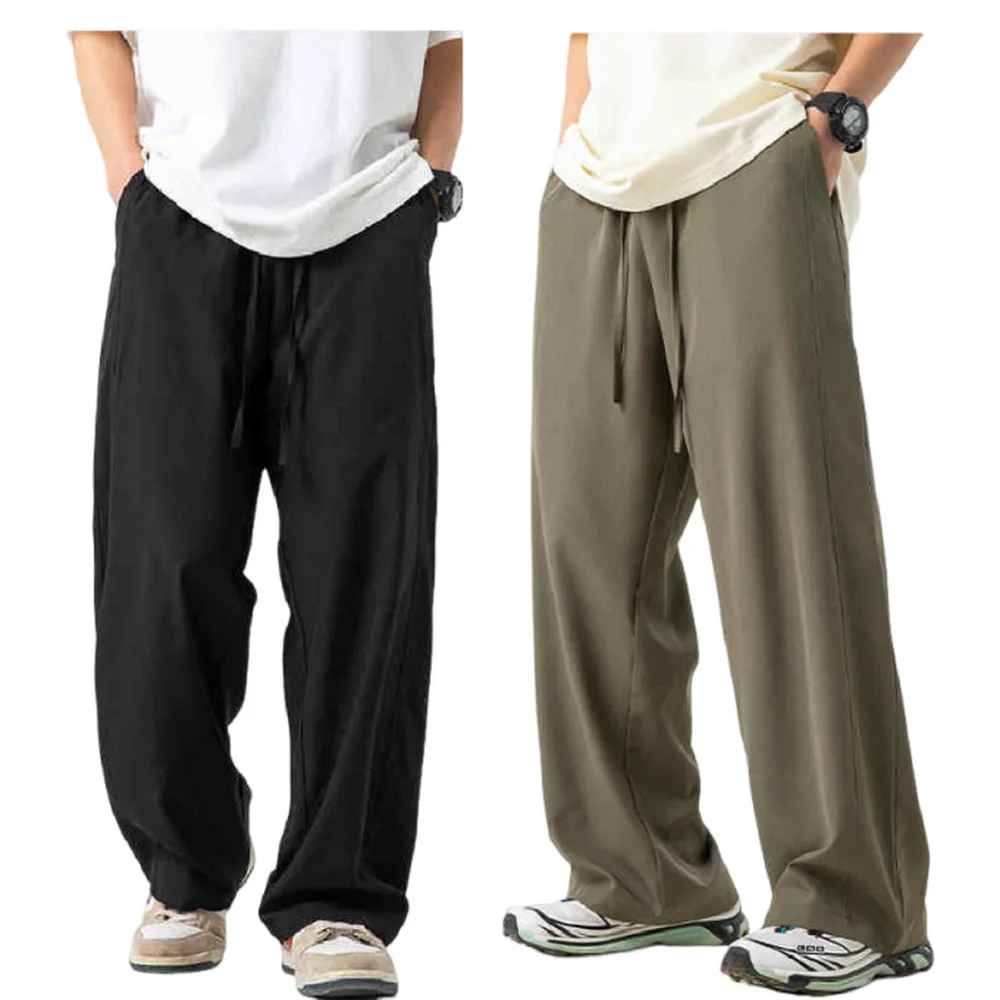 

Мужские повседневные брюки на лето, легкие тонкие мешковатые брюки, свободные прямые брюки, однотонные, не легко морщить