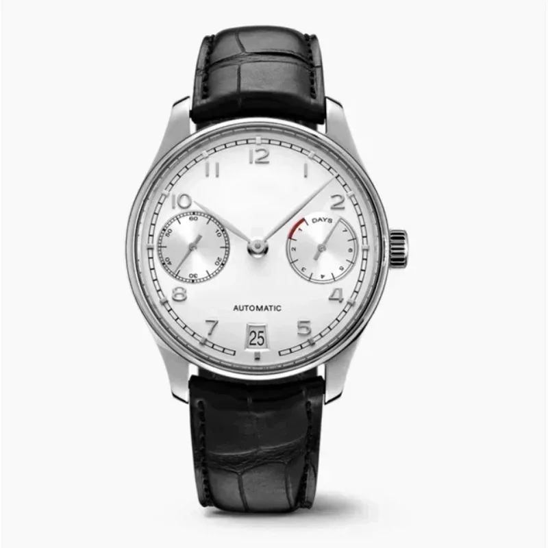 Luxury New Automatic Watch for Men Mechanical Stainless Steel Portugal Black leather Dial withDateAttracting the opposite sex