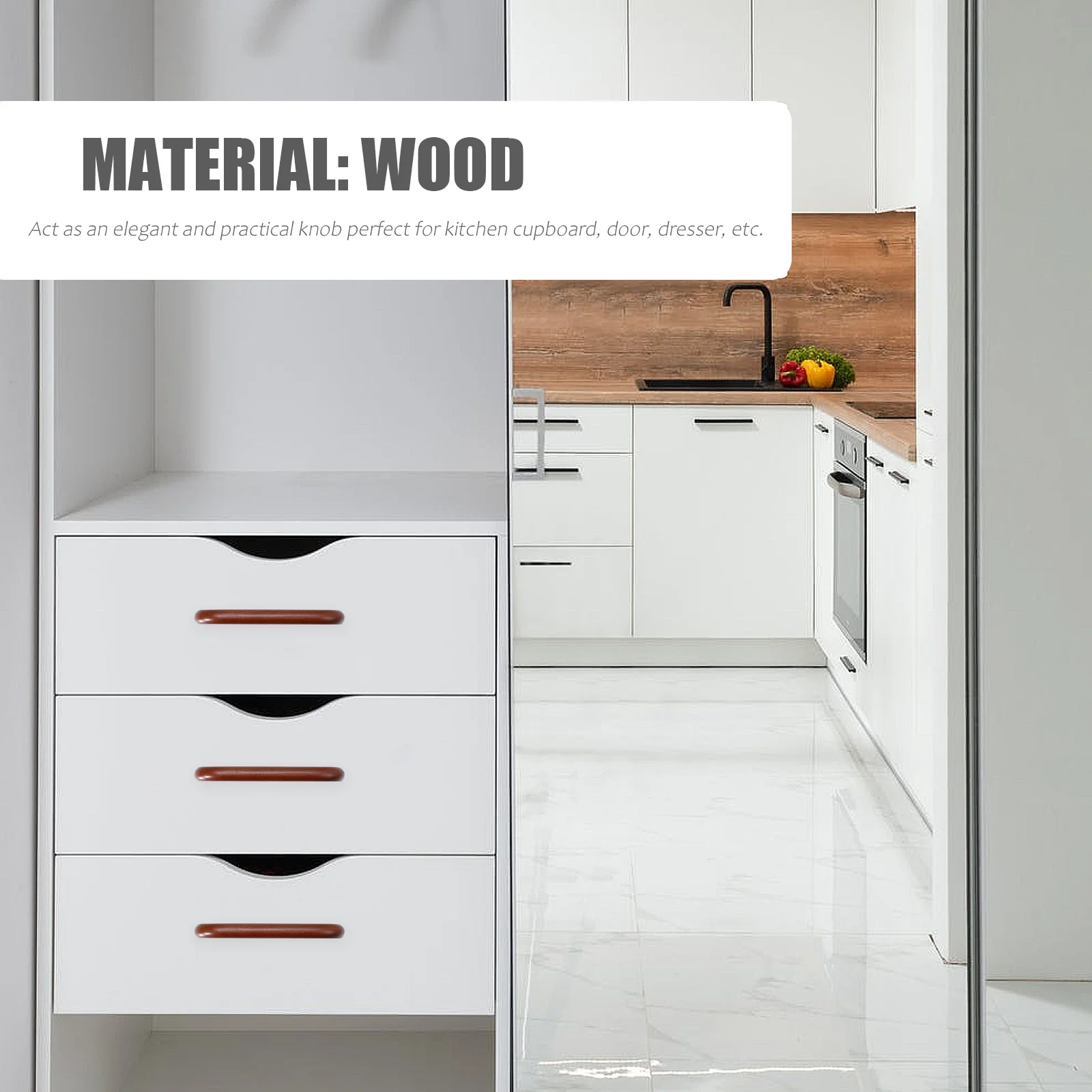 

6pcs Drawer Pull Handles Wood Cabinet Knobs For Furniture Replacement Modern Design Household Storage Organizer Practical Door