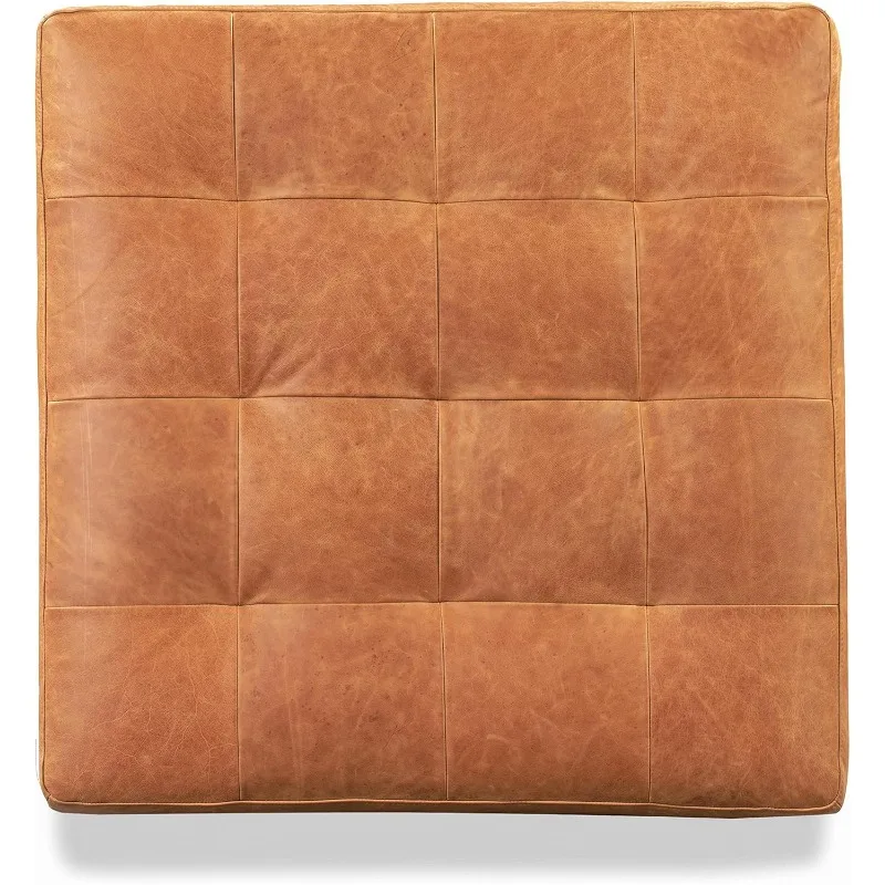 Napa Ottoman in Full-Grain Pure-Aniline Italian Leather, Cognac Tan US(Origin)