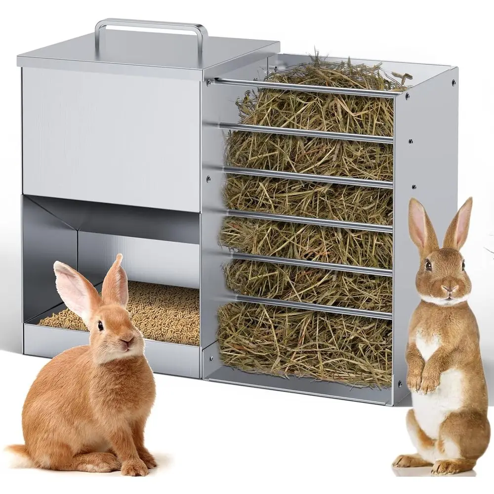 

Автоматическая кормушка для сена из нержавеющей стали объемом 4,5 л для кроликов, морских свинок и мелких животных