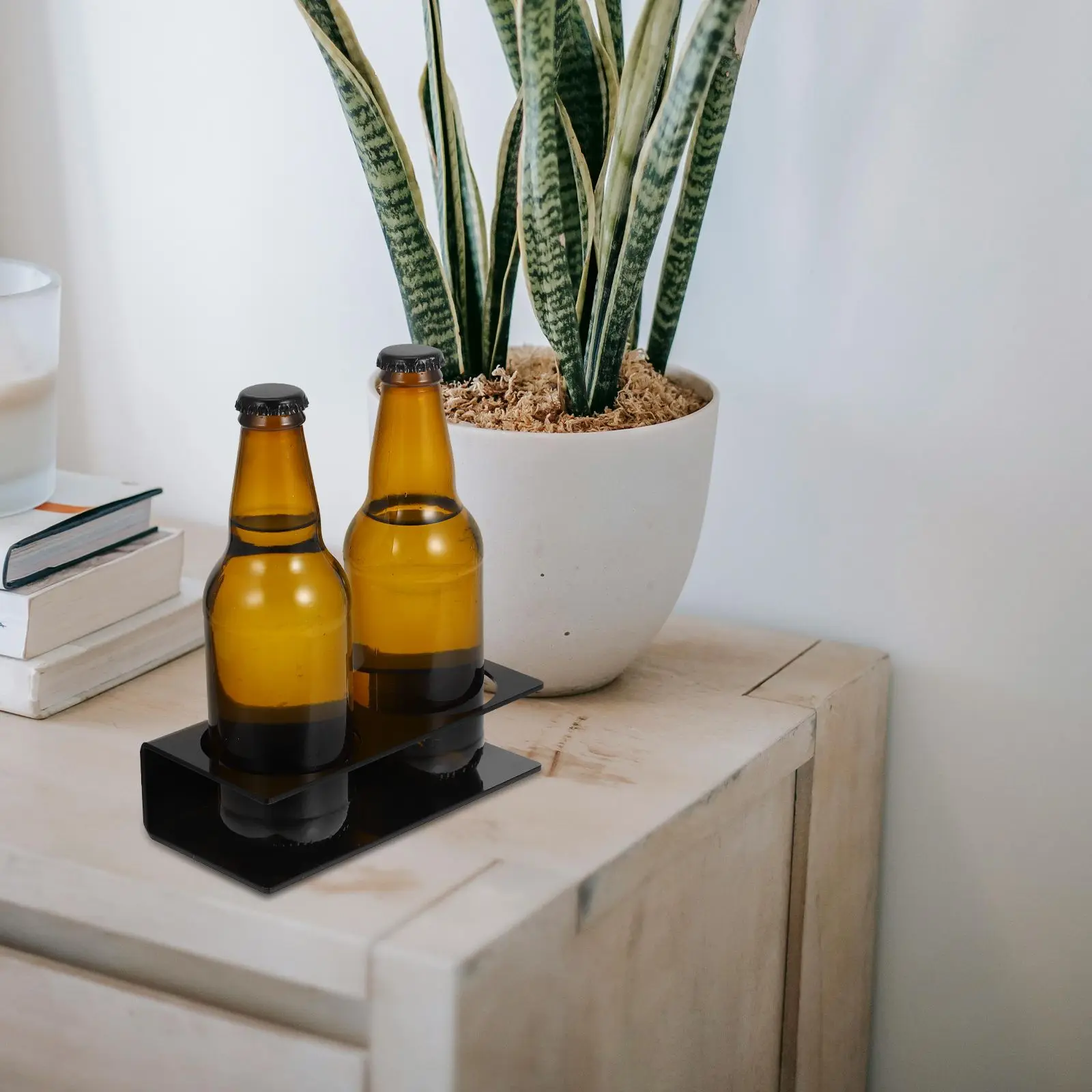 

2 slots Acrylic Water Cup Holder Black Display Rack for Hotel Business Travel Beverage Stand Drink Bottle Holder Lotion Bottle