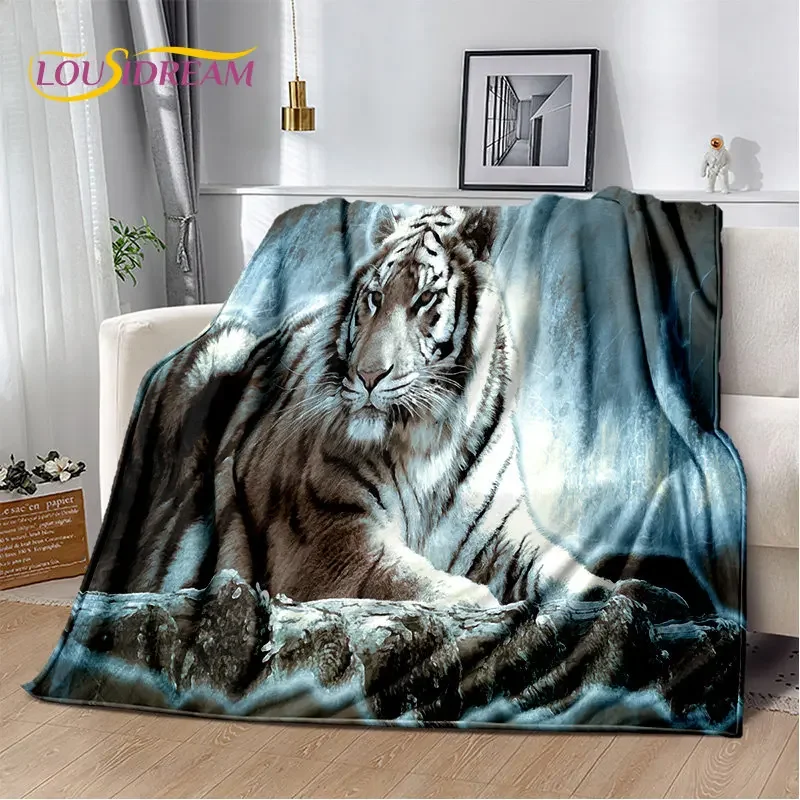 3D cartoon tiger wolf lion leopard animal plush blanket, flanel blanket throw blanket for living room bed sofa picnic