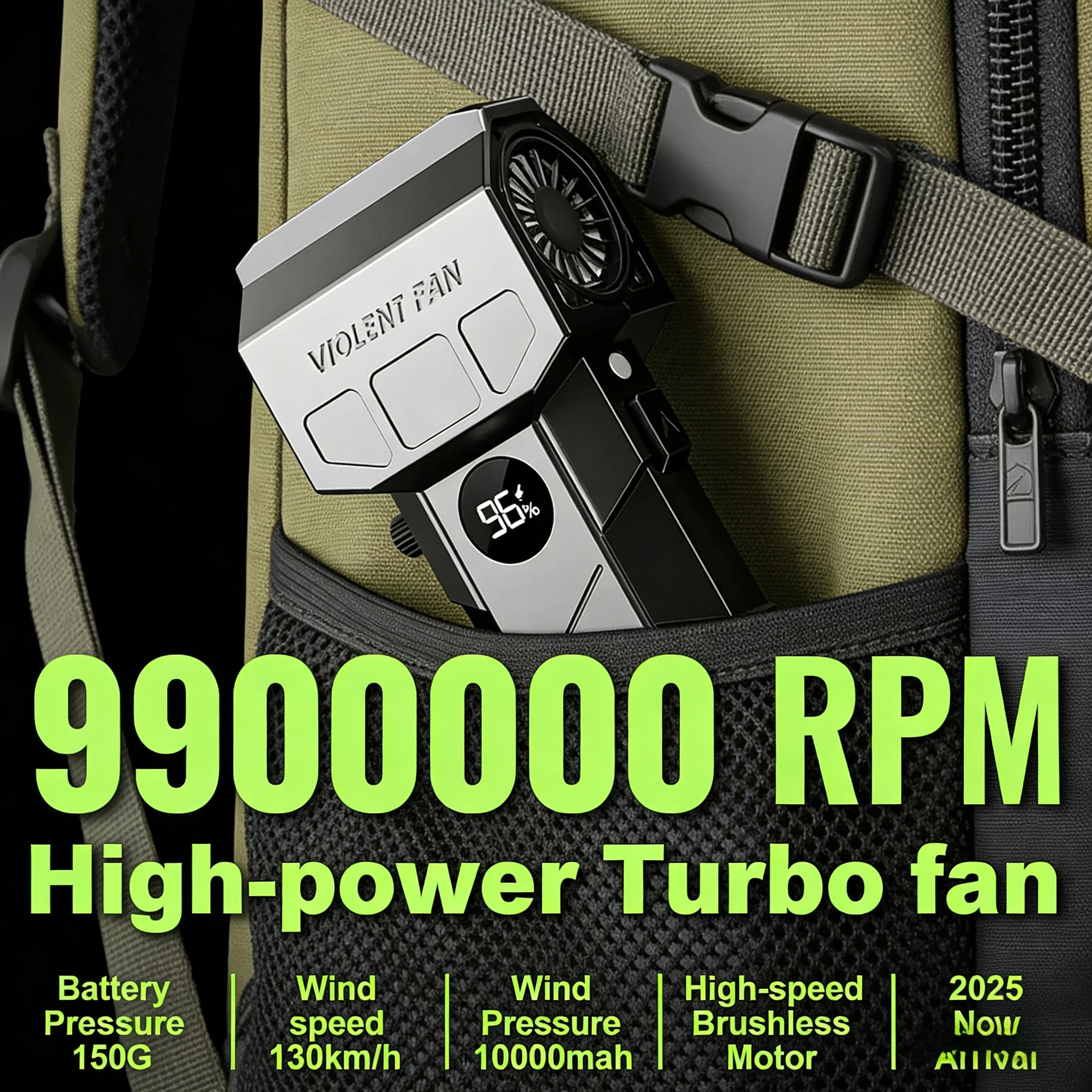 NEW 2025 X5 Brushless Turbo Fan 240W High-Speed Portable 8000mAh Rechargeable 57m/s Typhoon Wind Type-C Charging Camping Fan