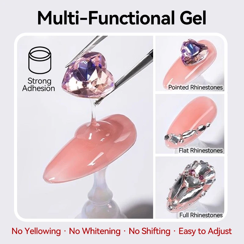 UR SUGAR 15 ml, kein Abwischen, Strass-Gel für Nägel, Superkleber, kein Abwischen, Nagel-Edelsteinkleber für Nagelkristalle, Perlen, Diamanten, Aufkleber, 3D