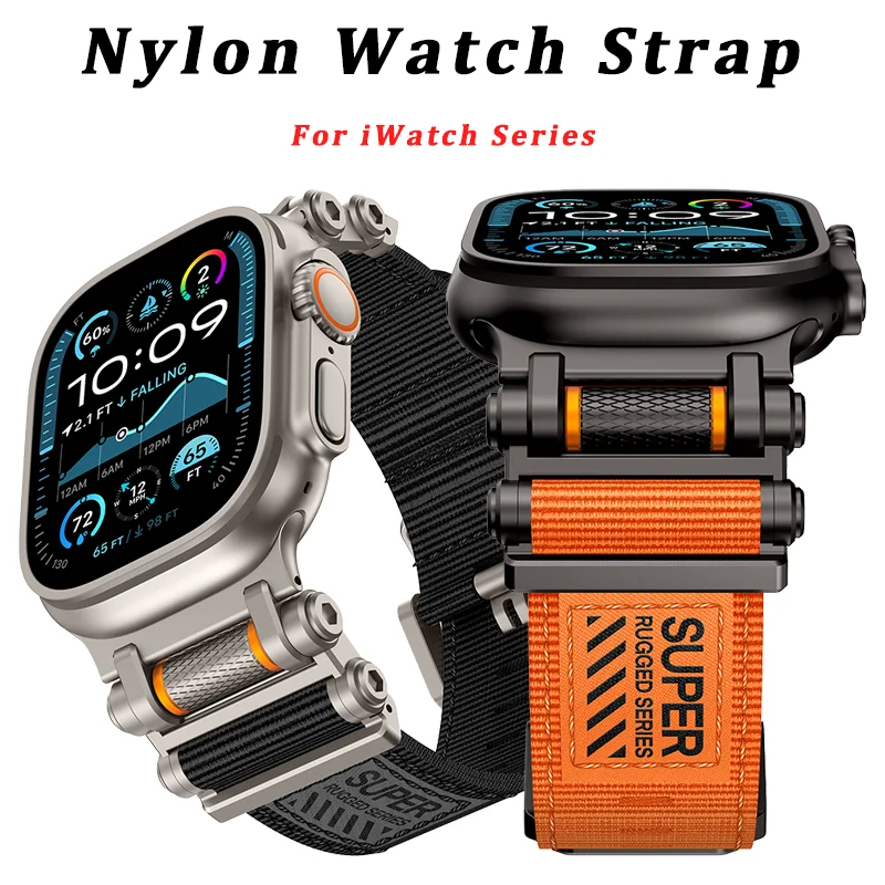 

Roller Strap for Apple Watch Ultra 2 Band 49mm 44mm 45mm 42mm 46mm Nylon Loop Bracelet For IWatch Series 10 9 8 7 6 4 SE Correas