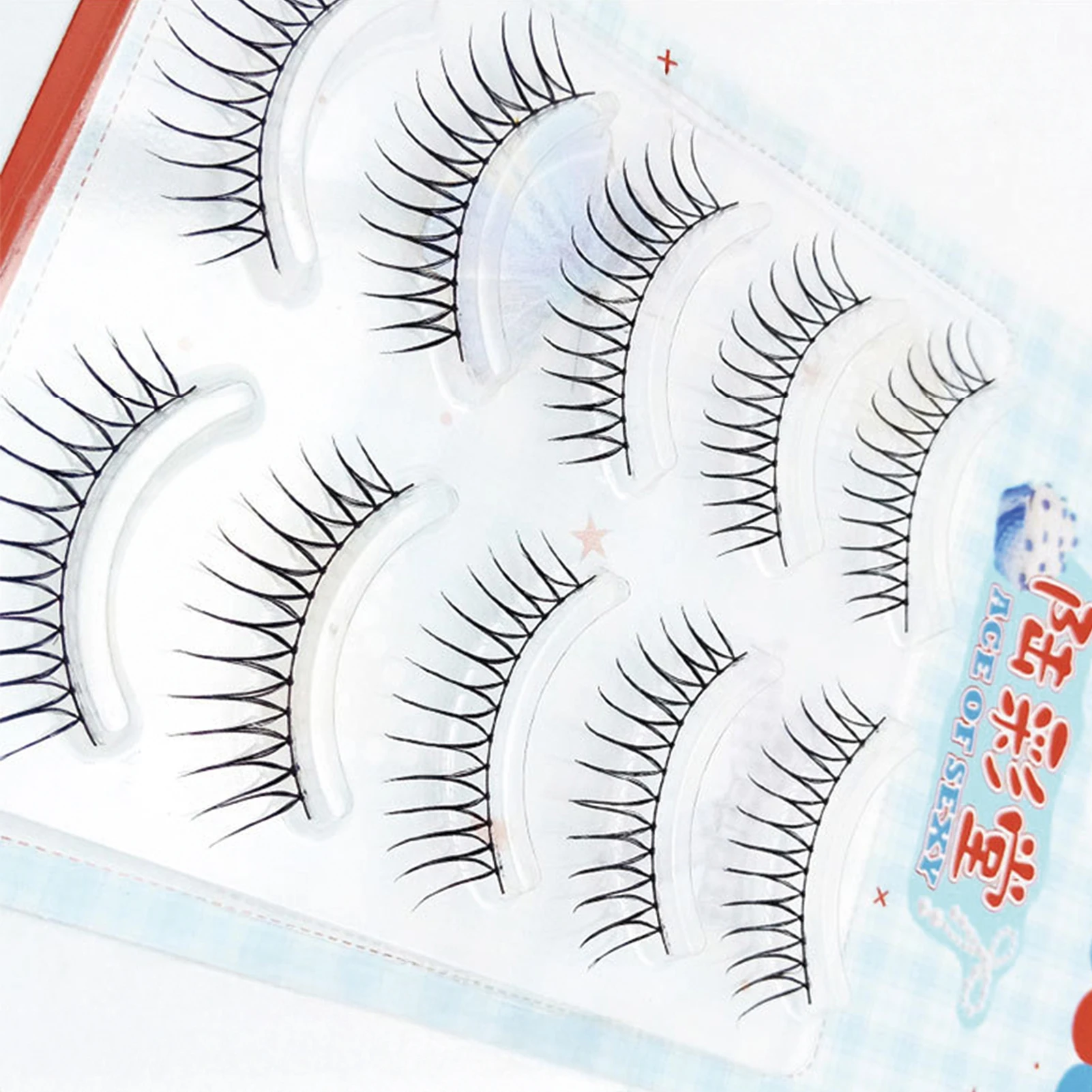 5Pairs ACE U Shape False Eyelashes Black Stem Natural Wispy Simulation Korean Style Fake Eyelash Extension For Women Makeup Tool
