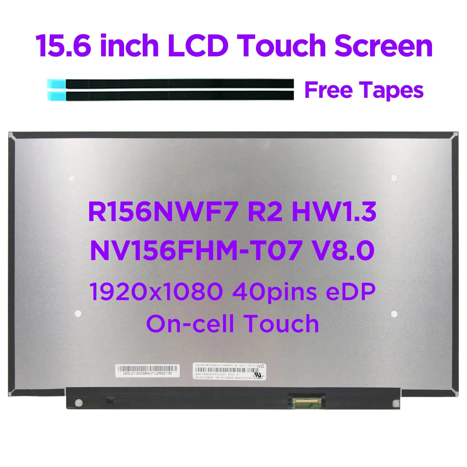 "Para portátil 15,6" Pantalla táctil LCD NV156FHM-T07 ajuste R156NWF7 R2 para Lenovo ideapad 5-15ARE05 3-15ITL6 3-15ALC6 81YQ 82H8 82KU 40 pines