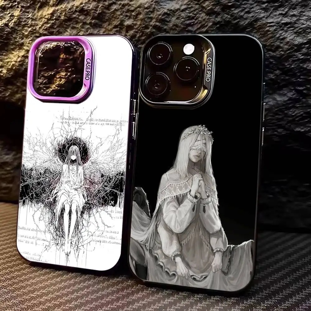 

Fashion Gothic Sculpture Girl Phone Case For iPhone 17, 16,15,14,13,12,11 Plus,Pro Max, Colorful Silver Funda Cover