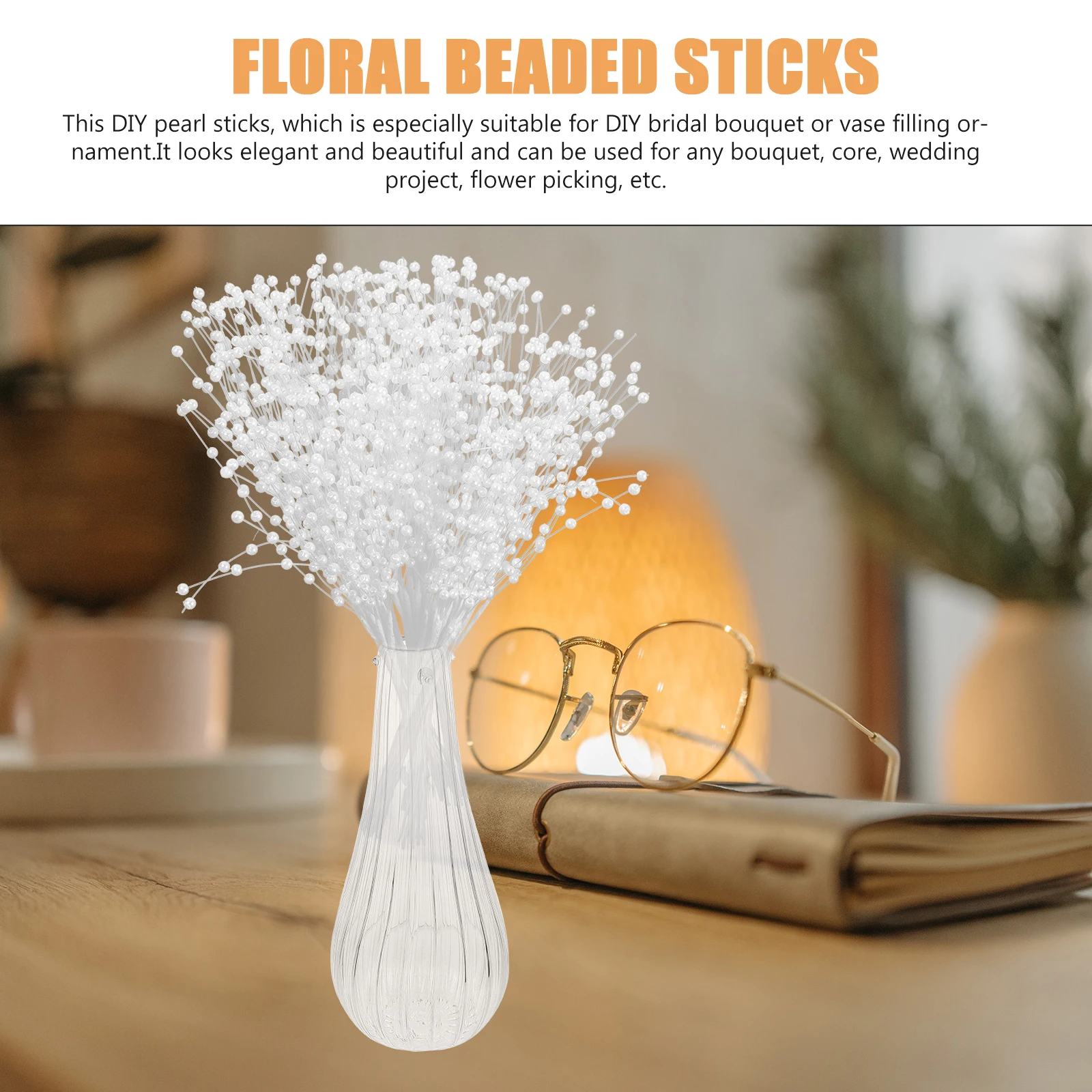 

100Pcs Pearl Flower Stems DIY Handmade Wedding Bouquet Beaded Sticks Floral Arranging Supplies Vase Decoration