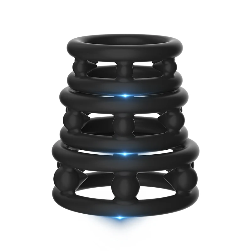 3 Sizes Textured Spiky Silicone Penis Rings Semen Lock Ring Reusable Binding Accessory for Adult Men Couple Intimate Care