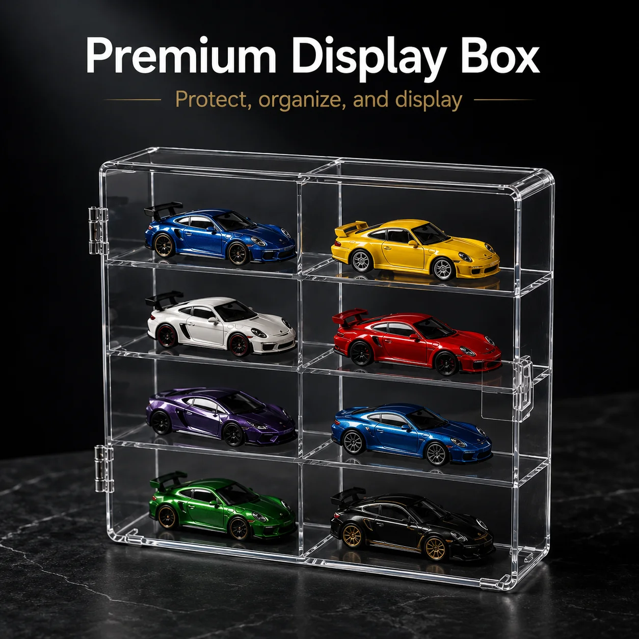 Vitrine pour voitures miniatures X-Scale 1/64, boîte de rangement transparente en plastique, anti-poussière, pour modèles miniatures de voitures en métal.