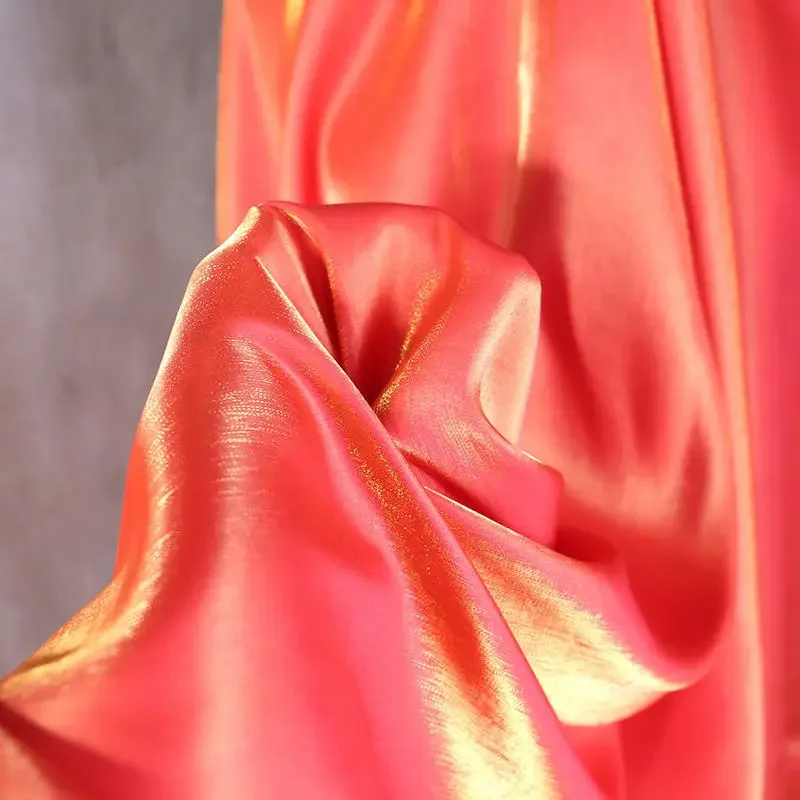 100*150cm Glazed Silk Satin Gradient Fabric Hanfu Dress Wedding Dress Shiny Baby Clothes DIY Sewing Cloth 50*150cm