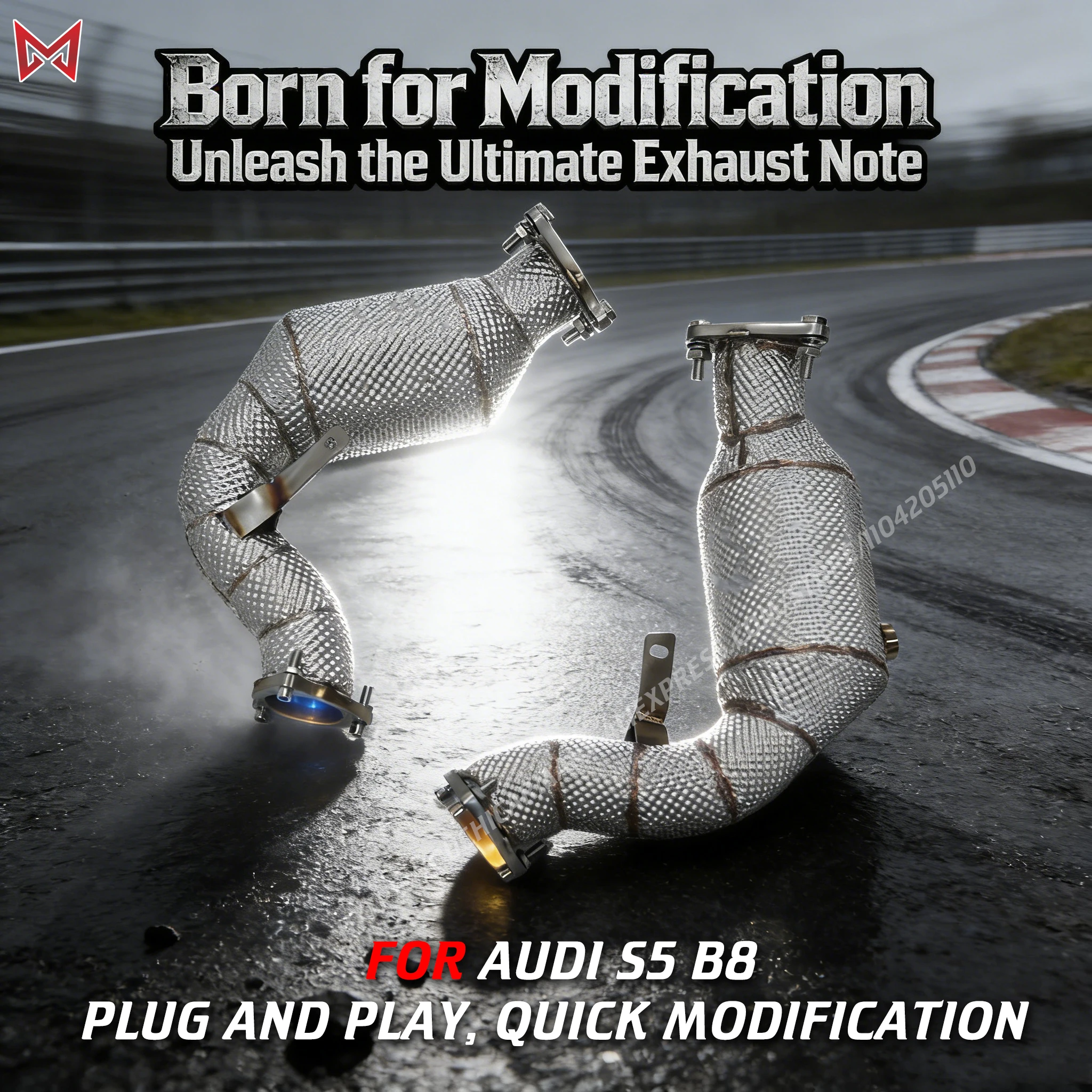 

Catalyzed Downpipe Catless for AUDI S5 B8 SS304 Auto Performance Exhaust pipe with heat shield Lossless insta