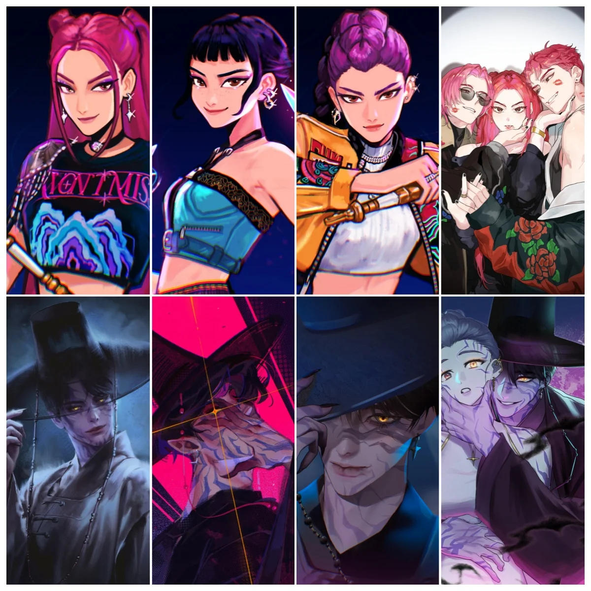 

Cartoon KPop Demon hunters Background Photo Girl Fan Hunter Party Decoration Backdrop Photography Table Decor Background Props