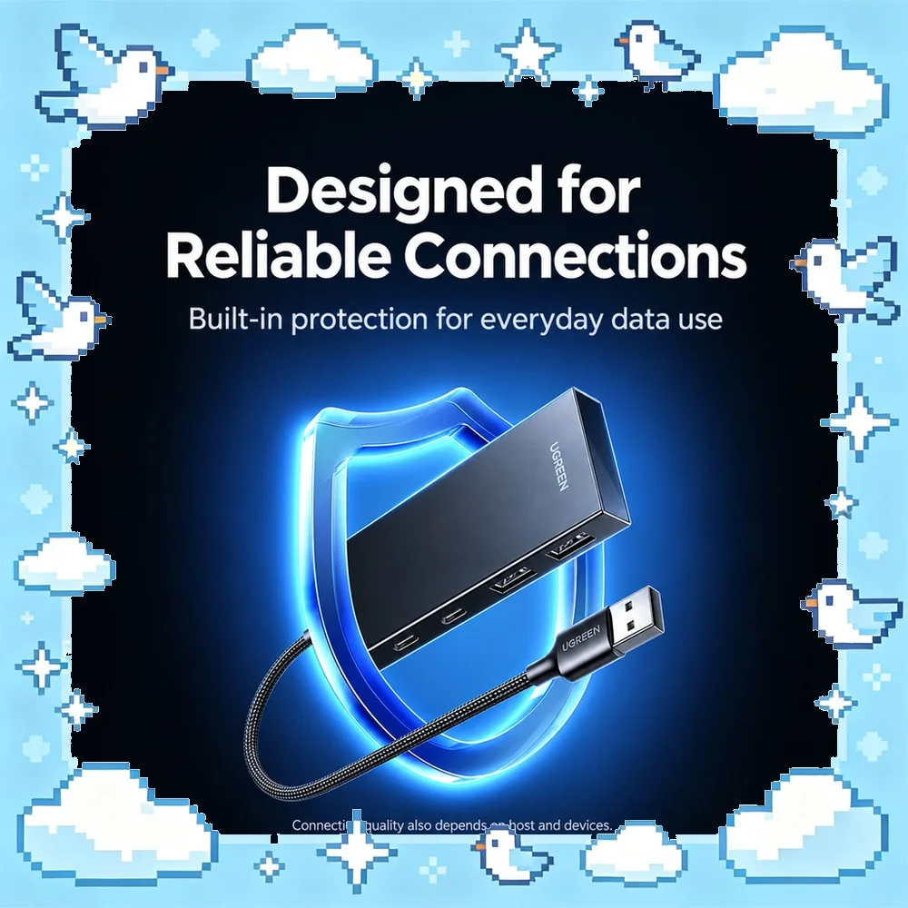 UGREEN CM806 35894 USB-A 3.2 Gen 2 10Gbps 4-Port Hub, 2 USB-A + 2 USB-C Data Ports, USB-C Power Input