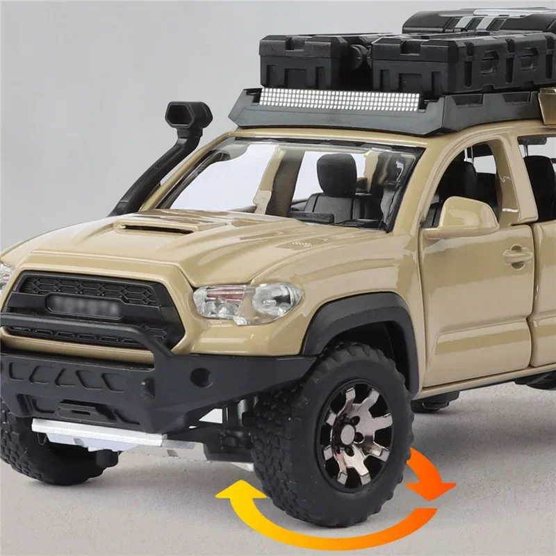Veicoli fuoristrada in metallo pressofuso Simulazione di luci sonore Giocattoli per bambini Versione da viaggio Pickup Modelli di auto in lega Regalo