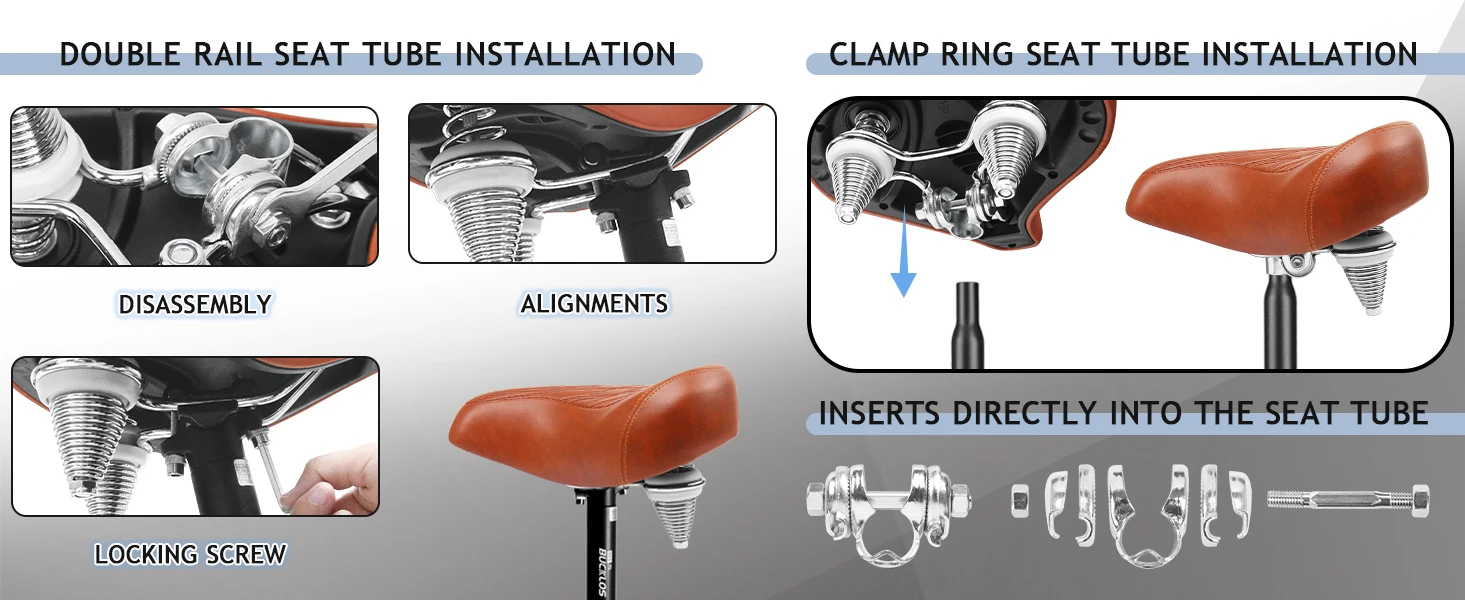 BUCKLOS Übergroßer Fahrradsattel, ergonomisch, verbreitert, verdickt, Rennrad-Mountainbike-Sattel, weich, bequem, stoßdämpfender Fahrradsattel – Detail 6