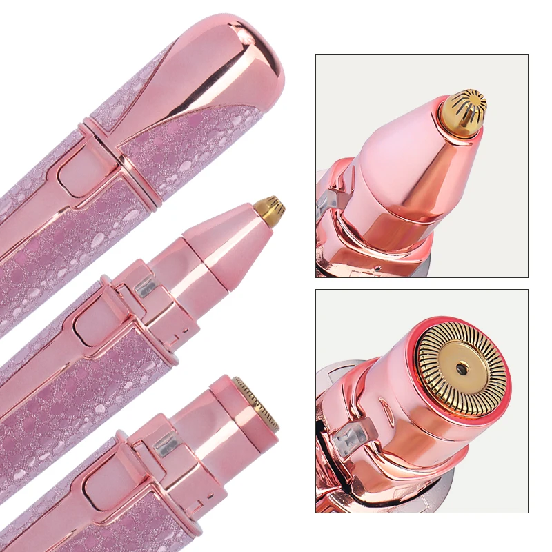 Depilazione viso ricaricabile 2 in1 e rasoio per sopracciglia - Rasoio viso indolore viso labbra corpo con luce LED integrata USB