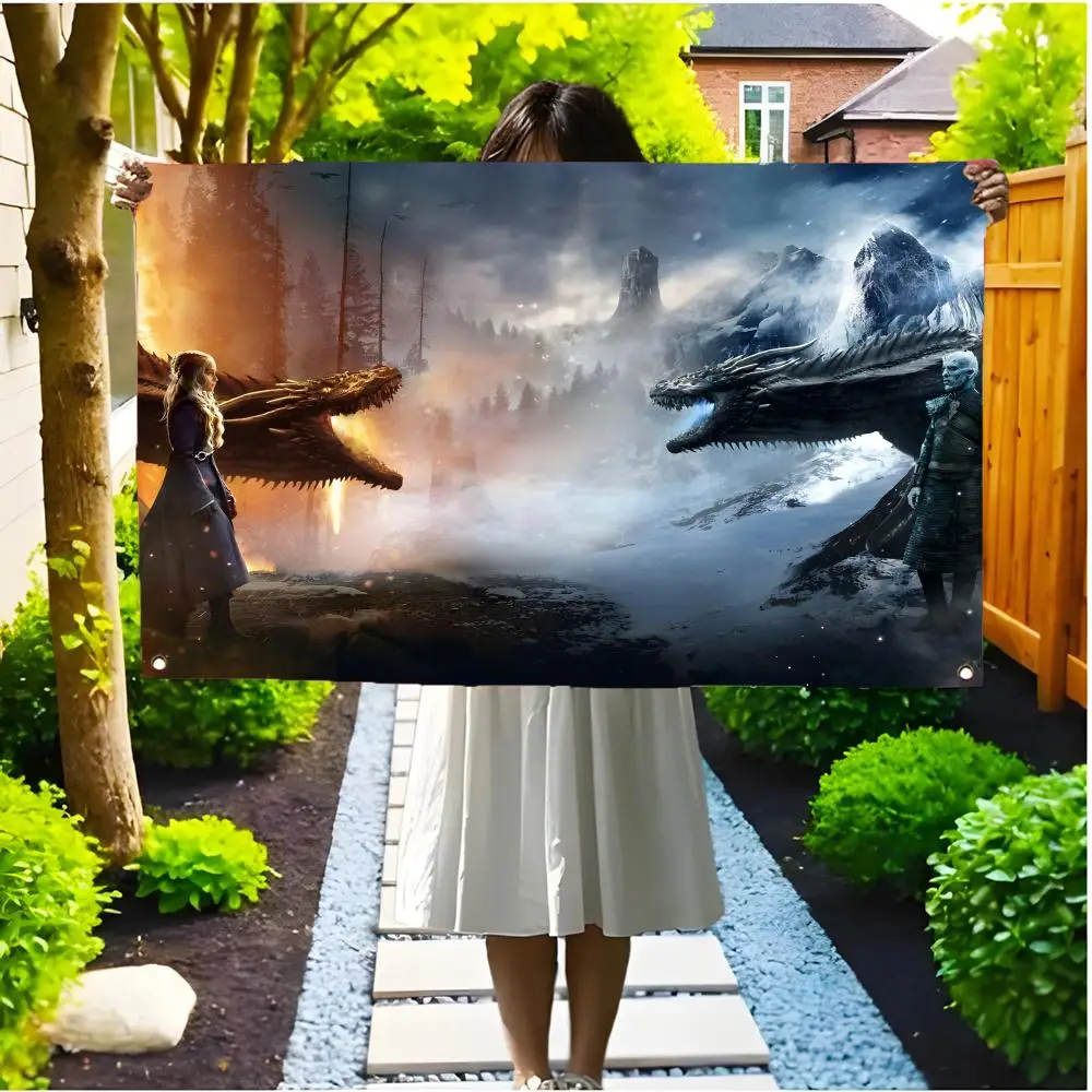 Game of Thrones interesting Flags Borderless four-ring ornament indoor outdoor decoration effortless to hang
