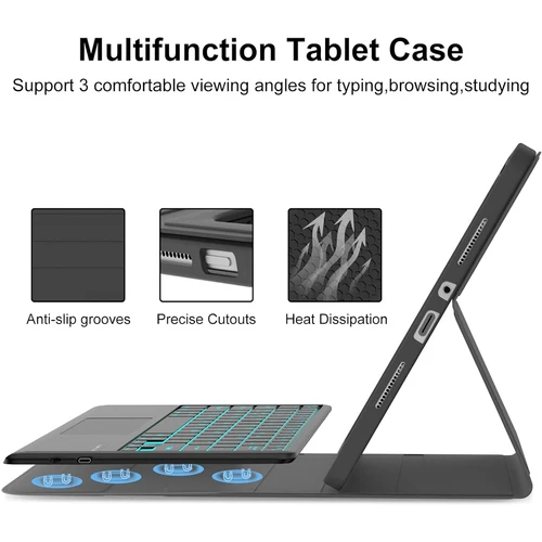 Imagen 2 del producto Funda con teclado para Xiaomi Redmi Pad 2 Pro de 12,1 pulgadas, para Redmi Pad 2 Pro, funda para tableta de 12,1 pulgadas con teclado Bluetooth desmontable