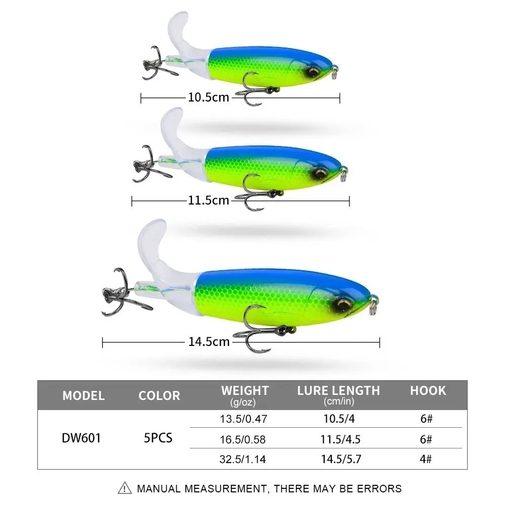 2024 2 Segment Fishing Lure Topwater Rotating Tail Fish Bait 10.5cm/13.5g 11.5cm/16.5g Bass VMC Hooks