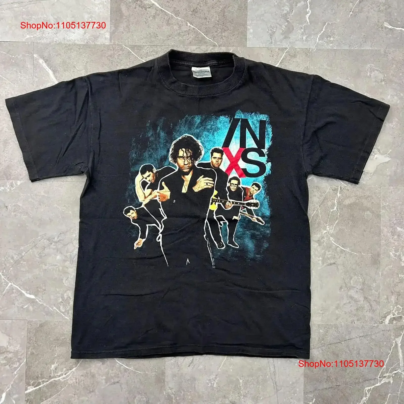 90S VINTAGE INXS GRAPHIC TOUR TEE MENS LARGE BROCKUM SHORT SLEEVE BAND vintage Washed streetwear homme Slightly Stylish