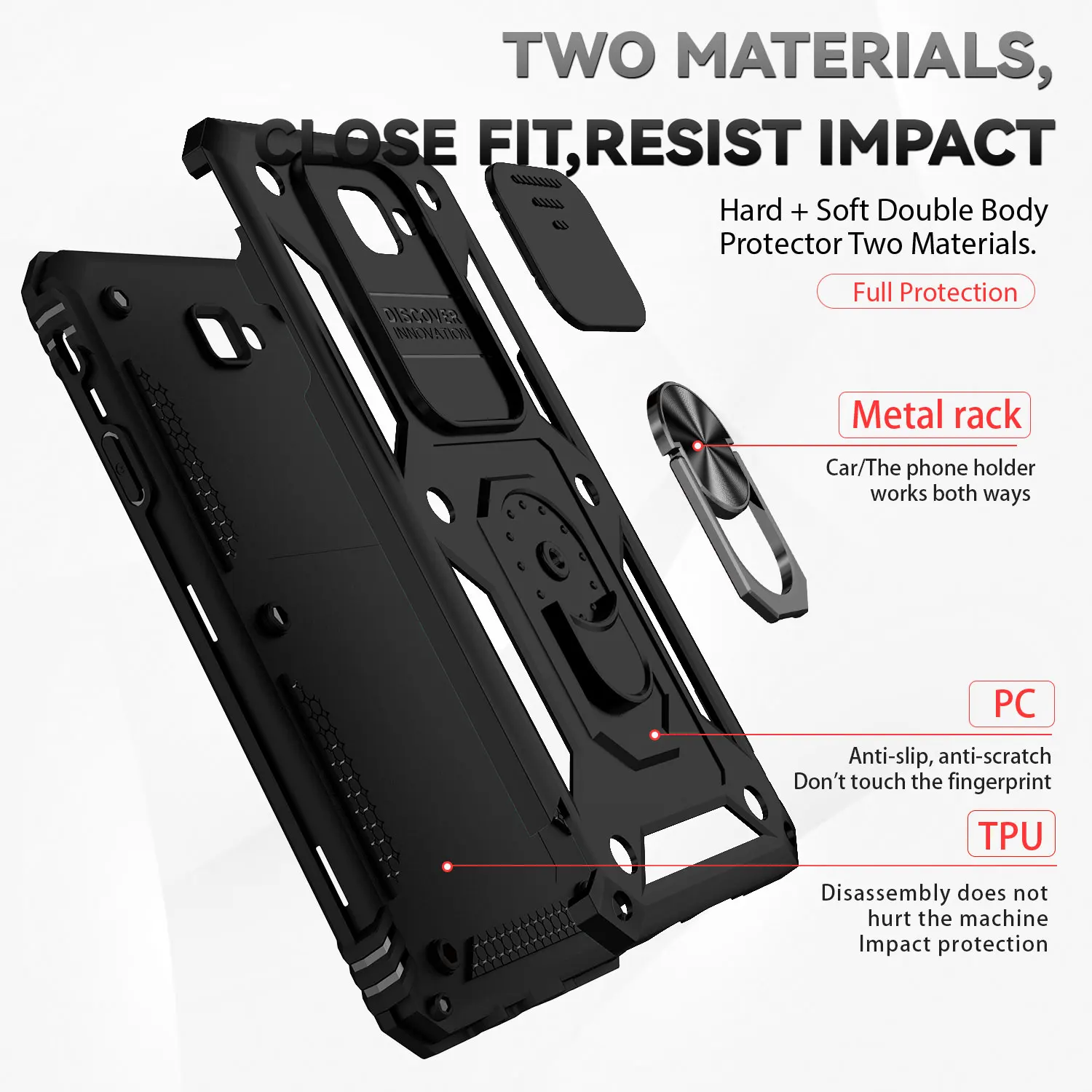 Military Grade Armor Shockproof Case For Samsung Galaxy J7 Prime Ring Holder Slide Window Camera Lens Protection Back Cover