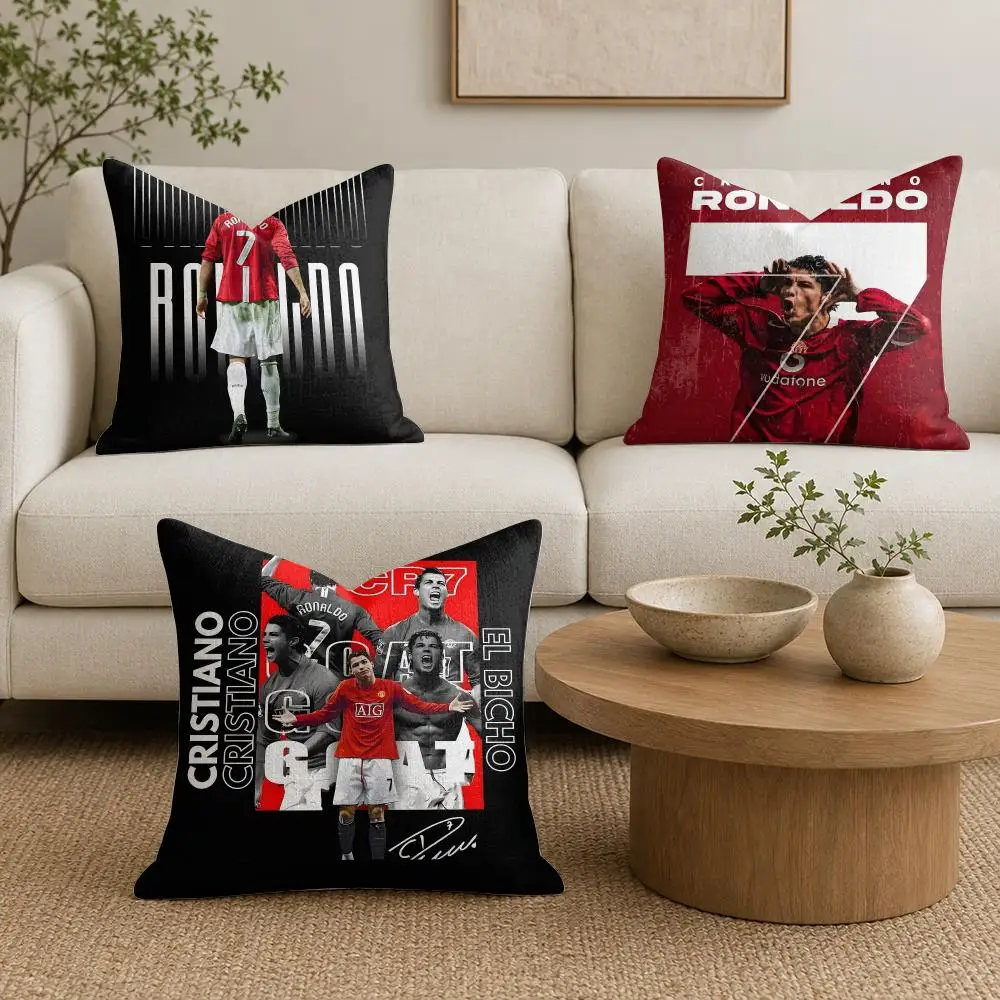C-Cristiano R-Ronaldo Cushion Cover Plush Fabric Soft Double-Sided Printed Sofa Warm Winter Home Gift Pillow Cover