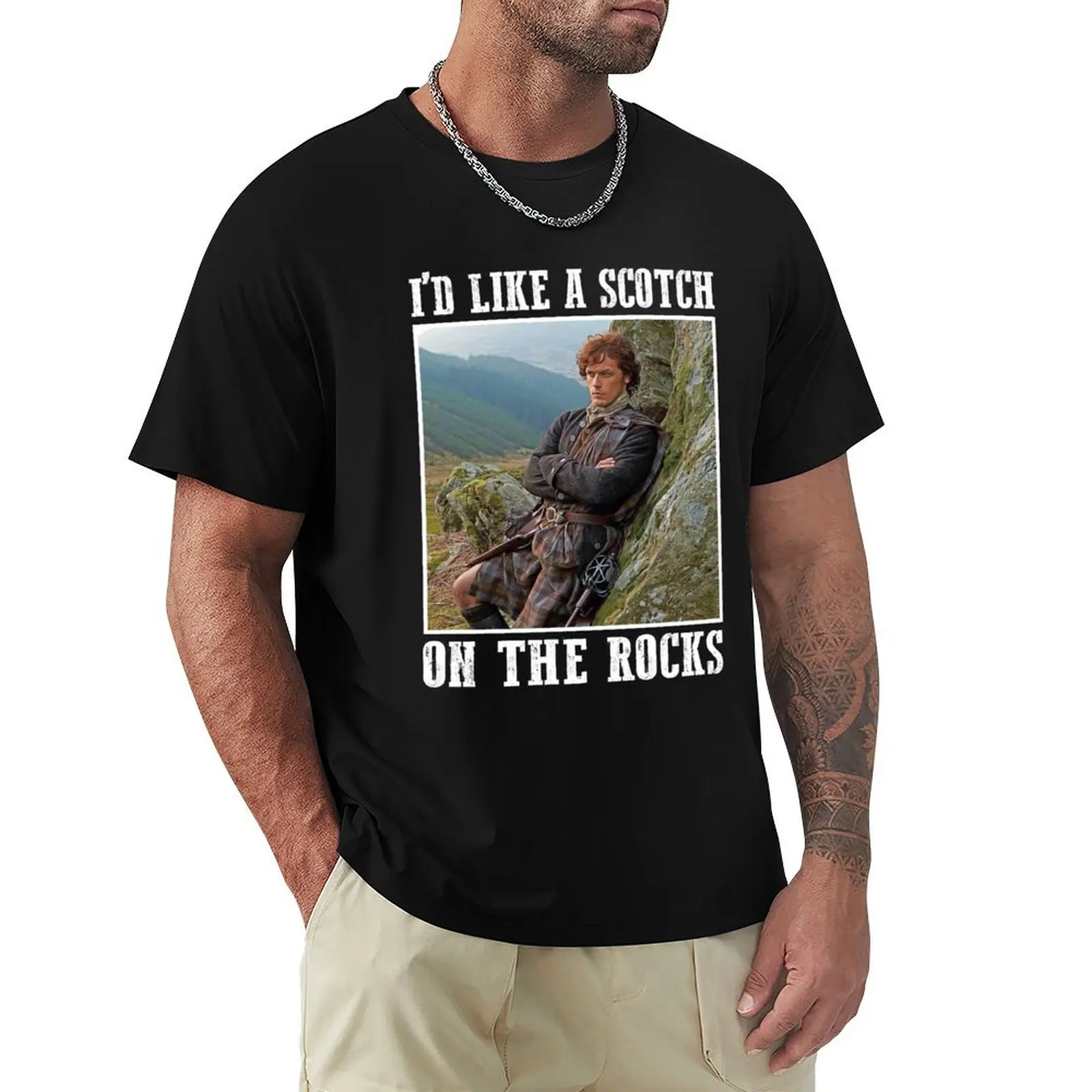 I'd Like a Scotch on the Rocks Outlander T-Shirt Street Fashion Casual Tee Shirt