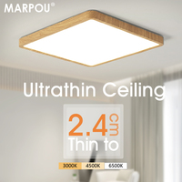 MARPOU 2.4cm Ultra thin led ceiling light Square Wood Grain ceiling lamps for living room 220V 110V led lights for room Bedroom